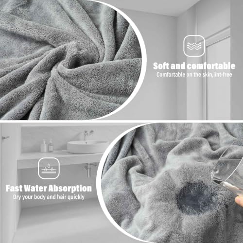 Absorbent Towel Wrap for Women Wearable Bath Towel Set with Hair Turban - Image 4