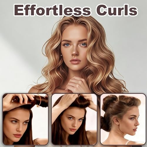4pc Heatless Curls Overnight Hair Curlers - 4 Pcs No-Heat Curling Rod to Sleep In and Shower Cap,Velvet Hair Rollers with Satin Wrap (new packaging) - Image 3