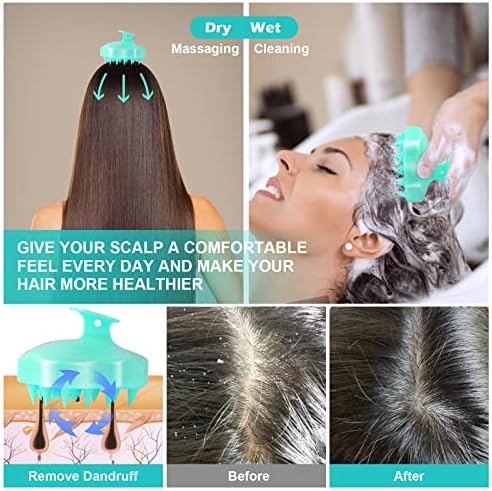 URTHEONE Hair Scalp Massager Shampoo Brush,Soft Silicone Hair Brush for Wet Dry Oily Curly Straight Thick Thin Rough Long Short Natural Men Women Kids Pets Hair Care Tools(Light Green) - Image 4