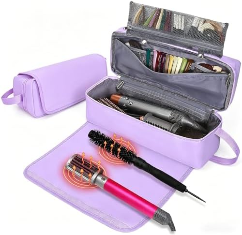 Hair Tools Travel Bag with Heat Resistant Mat Hair Styling Accessories Storage Case for Hair Dryer Flat Iron Straightener Curling Iron Haircare Accessories Travel Essentials for Women by FAMOPLAY