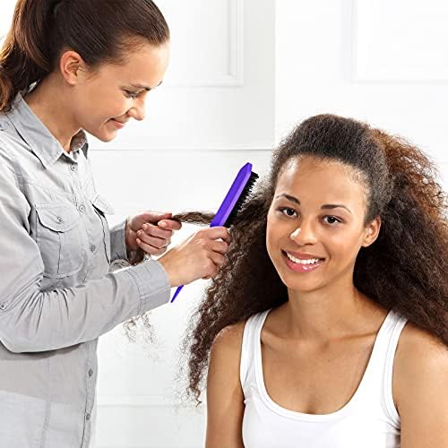 Geiserailie 3 Pcs Slick Back Hair Brush Set Bristle Brush, Purple - Image 5