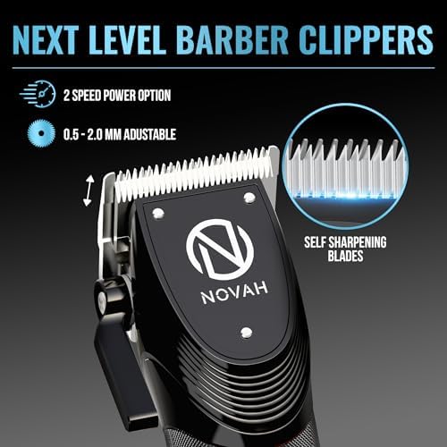 Novah Professional Hair Clippers for Men, Professional Barber Clippers and Trimmer Set, Mens Cordless Clipper, Fade Haircut Kit, Electric Hair Cut Machines - Image 2