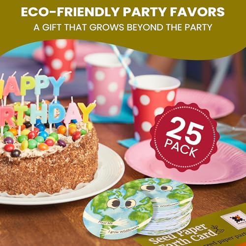 25 Plantable Seed Paper Earth Day Cards- Embedded with Wildflower Seeds, Earth Day Gift Decoration, Kids Craft, Educational Garden Party Favor, School Crafts, Easter Egg Filler- 2.5 inch Circles - Image 5