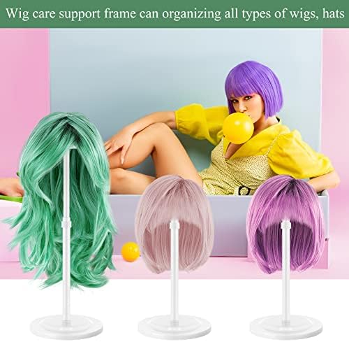 Tatuo 8 Pcs Wig Stand, 9.8"-18.9" Adjustable Height Wig Head Holder, White - Image 6