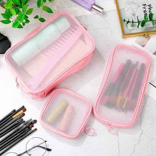 Weewooday 4Pcs Mesh Makeup Bag, Pink, Small, Large, Medium, Classic - Image 4