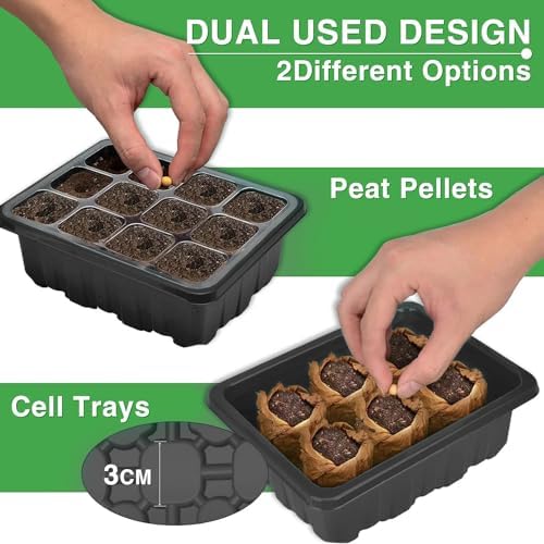 YAUNGEL Seed Starter Tray with Full Spectrum Grow Light Timer, 4-Pack,Black - Image 5