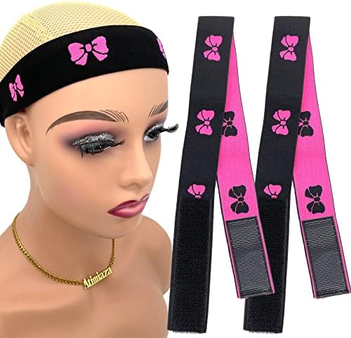 2 Pcs Elastic Bands for Wig, Lace Melting Bow Tie Band, Edge Wrap to Lay Edges (Pack of 2) by Atimiaza