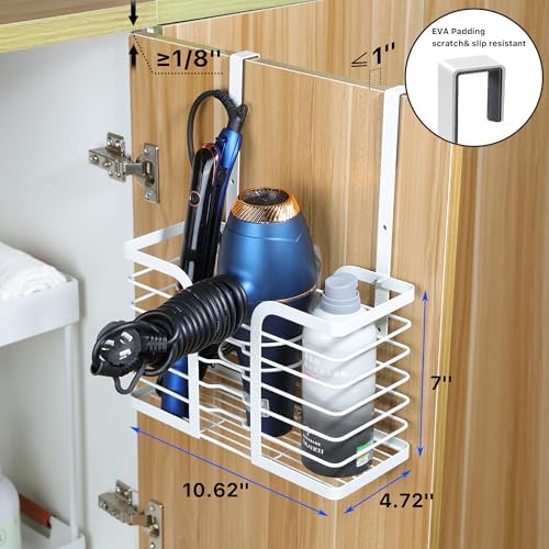 YIGII Hair Dryer Holder Adjustable Height - Hair Tool Organizer White Bathroom Organizer Hot Styling Tools Storage for Hair Dryer, Flat Iron, Curling Iron, Straightener - Image 2