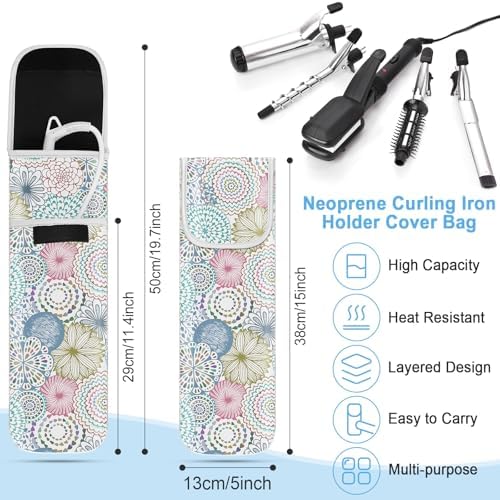 Shappy 2 Pcs Heat Resistant Curling Iron Flat Iron Travel Case,Mandala - Image 2