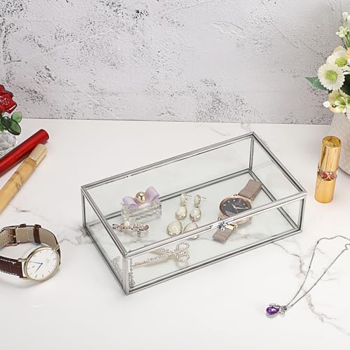Hipiwe Glass Keepsake Display Box Large Clear Jewelry Lidded Boxes with Lid - Image 3