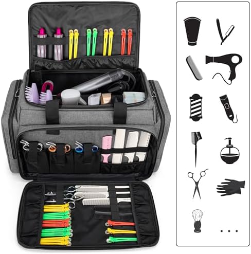 BAFASO Large Capacity Hairdresser Bag with Adjustable Dividers, Gray - Image 2