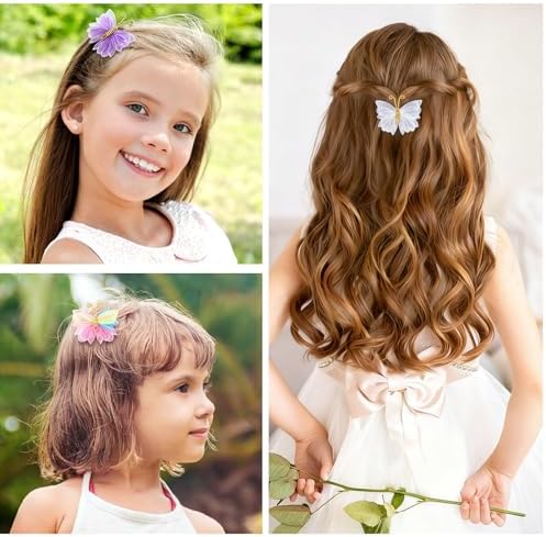 10Pcs Mini Butterfly Hair Bows for Girls Rhinestone Moving Hair Clips - Image 3