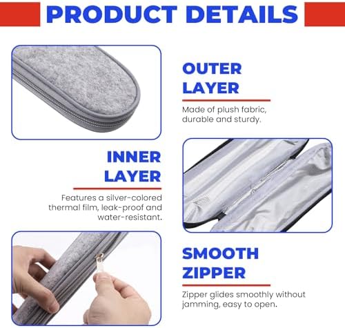 2 Pack Utensil Travel Case Carrying Bag, Felt Cutlery Utensil Pouch Zipper Flatware Holder Portable Silverware Storage Sleeve for Chopsticks Straw Spoon Knife Fork - Image 3
