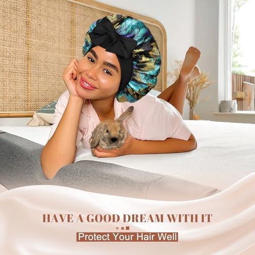 CHLINS Double Layer Satin Bonnet for Sleeping, Hair Bonnet for Curly Hair - Image 6