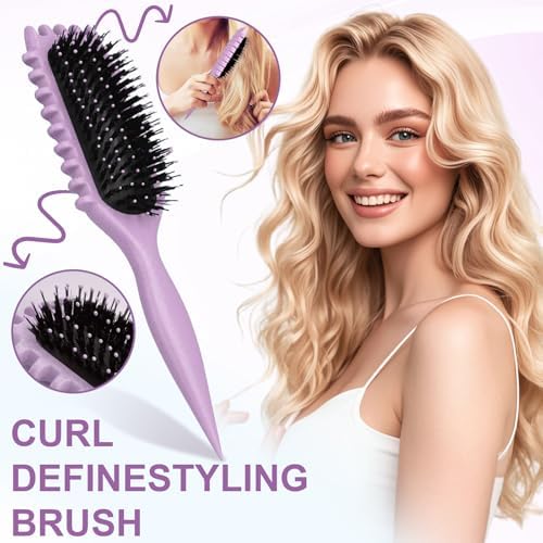 Candy Brush,Curly Hair Brush,Curl Defining Brush,Shaping and Defining Curls for Women Hair Brush for Combing and Shaping,Reduce Pulling and Curl Separation For Defined Curls(Purple) - Image 4