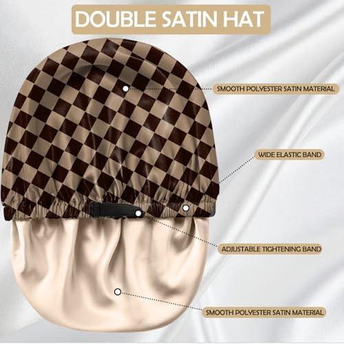 Satin Hair Bonnet Silk Bonnet for Sleeping Double Layer Elastic Adjustable Reusable Cute Aesthetic for Women Girls - Image 4