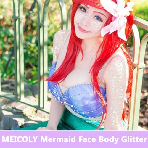 MEICOLY Clear White Face Body Glitter,Mardi Gras Face Glitter Makeup for Kids Women,Face Glitter for Running Half Marathon,Sparkly Mermaid Hair Glitter,Singer Concert Festival Rave Accessories - Image 2