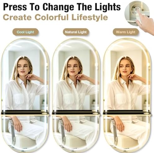 Wall Mounted Salon Station Mirror with LED Light, Shelf & Hair Dryer Holder - Image 4