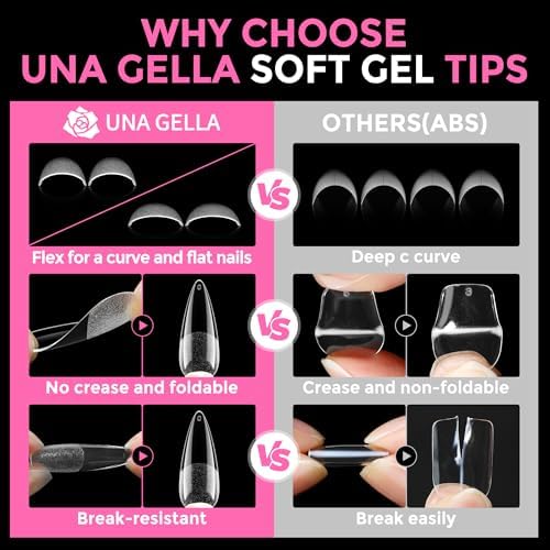 UNA GELLA Long Stiletto Soft Gel Nail Tips Full Cover Pre-shaped Fake Nails - Image 6