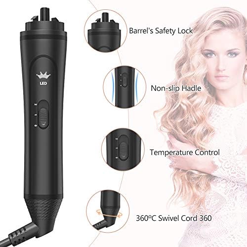 6-in-1 Curling Iron, Professional Instant Heat Up Hair Curling Wand Set with 6 Interchangeable Ceramic Barrels (0.35'' to 1.25'') and 2 Temperature Adjustments, Heat Protective Glove & 2 Clips - Image 6