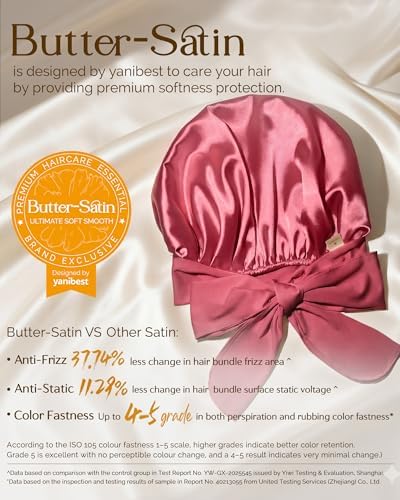 YANIBEST Adjustable Silk Bonnet for Sleeping Women Double Layer Satin Bonnet Reduce Friction Prevent Frizz Curly Hair - Image 2