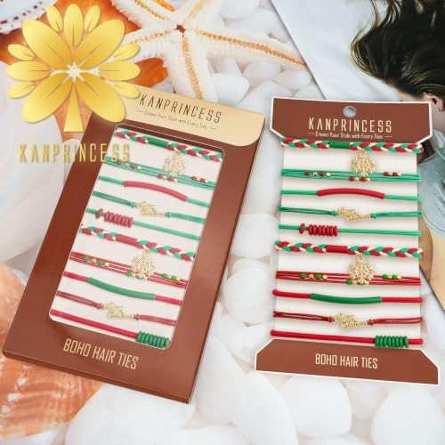 KANPRINCESS 10pcs Christmas Boho Hair Ties - 5 Styles - Image 7