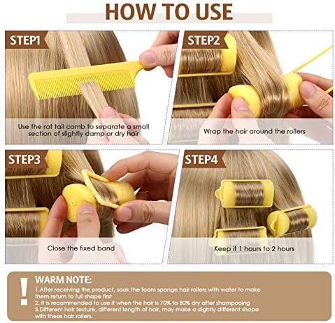 Syhood 48 Pcs Foam Hair Rollers, Sponge Rollers Bulk, Yellow, 1.18 inch - Image 4