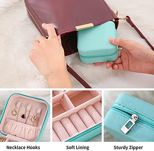 TRODANCE Mini Jewelry Travel Case, Small Jewelry Organizer, Portable Mini Storage Box for Rings, Earrings, Necklaces, Gift for Mother Mom, Girl, Daughter, Sisters, Bridesmaids (Blue-4pcs) - Image 6