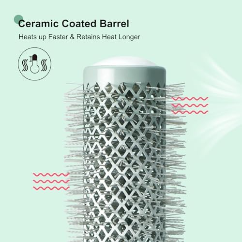 Eagle Fortress Round Brush for Blow Out, Thermal Ceramic Hair Brush for Blow Drying with Ionic Bristle for Professional Blowout Brushing - Green, 1.69 inch - Image 5