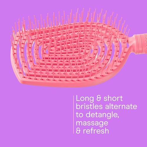 Conair Scalp Care Detangling hairbrush - Curly Hair Brush - Scalp Massager - hairbrushes for women & men - detangler for all lengths and types - can use wet or dry - Pink Pulse - Image 3