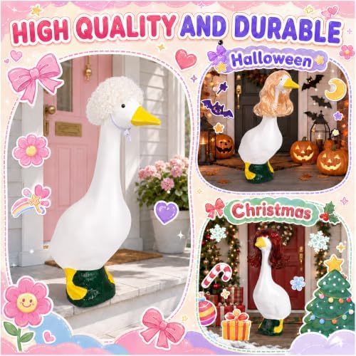 4Pcs Porch Goose Wigs Set Porch Goose Outfits Accessories for Outdoor Statue Accessories Garden Patio Yard Goosey Decoration (4PCS Wigs-D) - Image 3