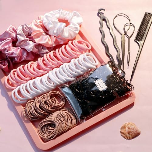 YANRONG Hair Accessories Set: 755PCS Seamless Ponytail Holders, Scrunchies, Hair Bands, and Hair Ties for Thick and Curly Hair (Gradient Powder) - Image 3