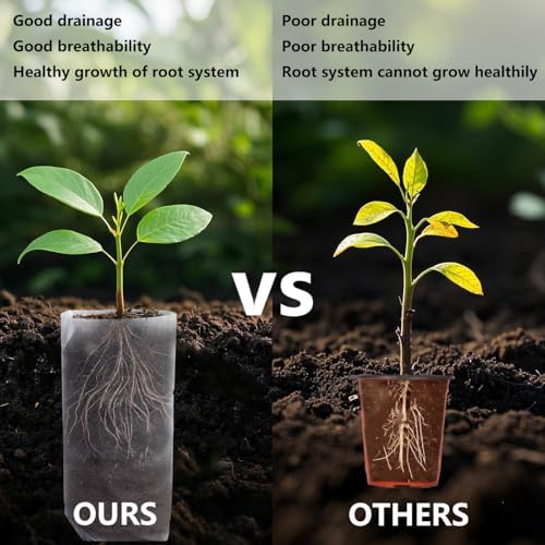 Belit 50 Pcs 13.5" H Deep Nursery Grow Bags, Non-Woven Plants Pots Container for Starting Deep Rooted Plants Vegetable, Flower, Seedling Tree (7.5"x13.5") - Image 3