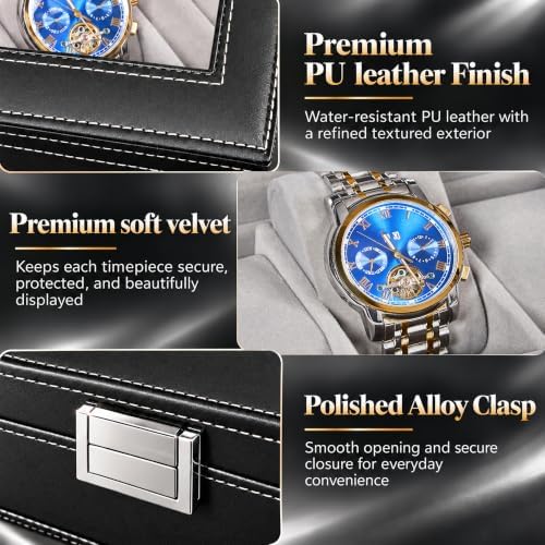 BEWISHOME Watch Case, 20-Slot Watch Box Organizer with Large Glass Lid - Image 5