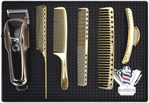 Barber Mat for Clippers Non-Slip Thickened Silicone Non-Slip Mat | Barber Shop Home Counter Workstation Organizer Mat for Scissors, Trimmers, Clippers, Hair Cards, Combs, Razors, etc (13.5*9.5 Inch) - Image 4