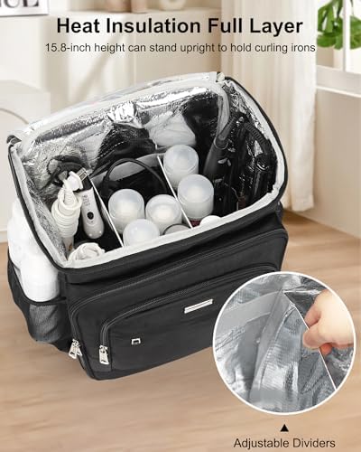 Relavel Barber Bag, Hair Tools Travel Bag, Barber Cases for Clippers and Supplies, Hairstylist Backpack Hairdresser Cosmetology Case for Hair Cutting Tools, Hair Salon Hairdresser Must Haves, Black - Image 4