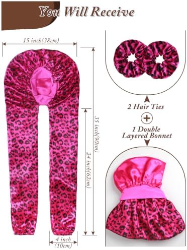 1+2 Satin Pantyhose Bonnet for Braids, Long Hair Bonnet for Women Sleeping - Image 2