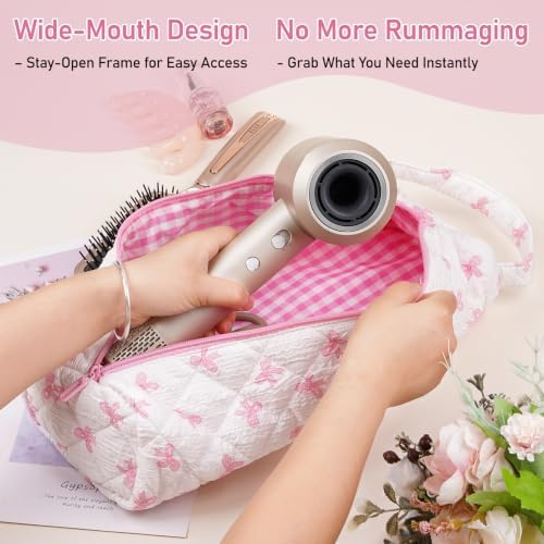 Hair Tool Organizer Travel Bag for Curling Irons & Dryers (Pink Bow) - Image 4