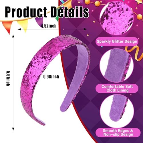 Headbands for Girls, 3 Pack Mardi Gras Glitter Girls Headbands - Image 2