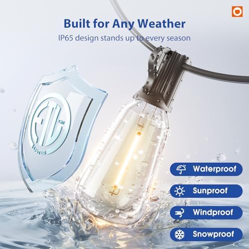 addlon 100FT Outdoor String Lights ST38 LED with Remote Waterproof Dimmable - Image 3