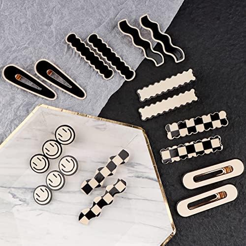 Magicsky 16PCS Black White Checkered Hair Clips, Cute Acrylic Barrettes - Image 4