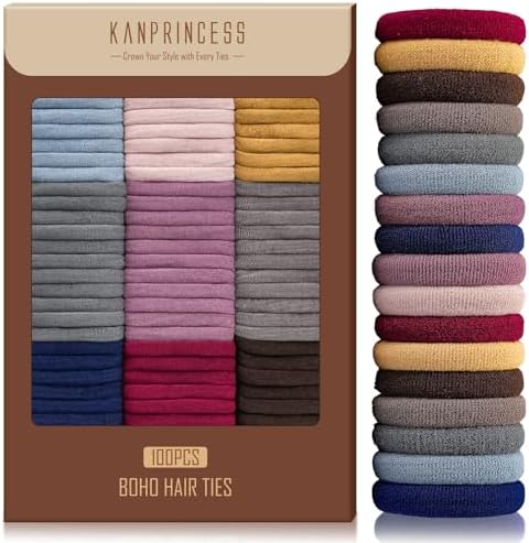 Kanprincess Nylon Hair Ties, 100PCS No-Damage Soft Bands for Women by KANPRINCESS