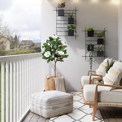 Briful 5FT Artificial Magnolia Tree with White Flowers in Cream Pot - Image 5