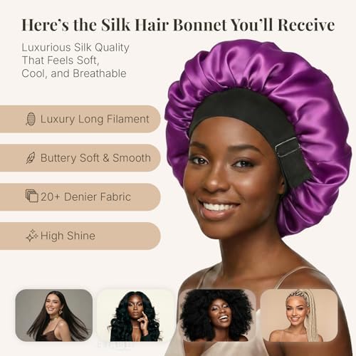 2PCS Silk Hair Bonnet for Sleeping Women - Satin Bonnet for Sleeping Double Layer Adjustable Sleep Cap for Curly Hair - Image 3