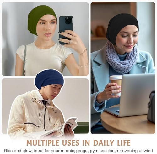 DEMAZALO 3Pcs Silk Satin Bonnet for Sleeping Hair Bonnet for Women Men - Image 6