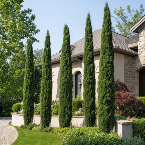 Italian Cypress | 2 Large Trade Gallon Size Trees | Cupressus sempervirens | Narrow Evergreen Plants | Tall Privacy Landscaping | Upright Ornamental Outdoor Plant - Image 2