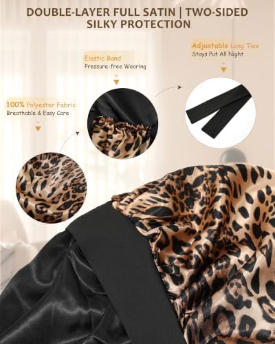 AWAYTR Long Satin Bonnet for Braids - Double Layer Hair Bonnet for Sleeping - Image 3