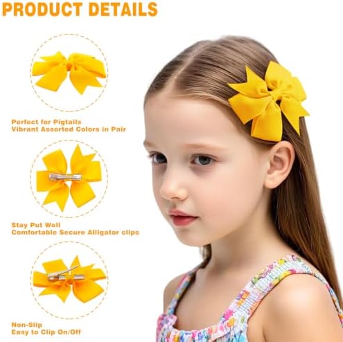 60Piece Grosgrain Ribbon Pinwheel Hair Bows Boutique Bow Alligator Clips For Girls Toddlers Teens Gifts In Pairs - Image 3