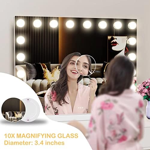 Gvnkvn Vanity Mirror with Lights Lighted Makeup Mirror with 15 Dimmable LED Bulbs,3 Color Lighting Modes,USB Charging Port Touch Control,Sturdy Metal Frame Design 24x18 Inch,White - Image 6