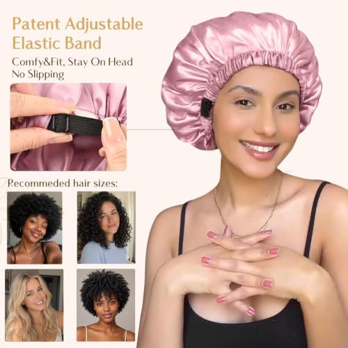 YANIBEST Adjustable Satin Bonnet to Reduce Frizz, Silk Feeling Hair Wrap - Image 3